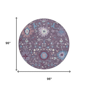 8 Ft Round Washable Outdoor Rug Faux Bois Woven Polyester Patio Porch Accent