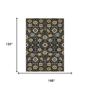 10x14 Geometric Polyester Area Rug Washable Indoor Outdoor Patio Entryway Large