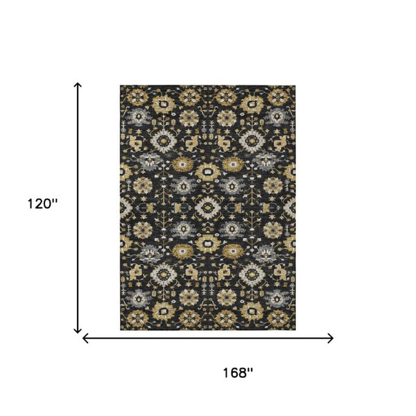 10x14 Geometric Polyester Area Rug Washable Indoor Outdoor Patio Entryway Large