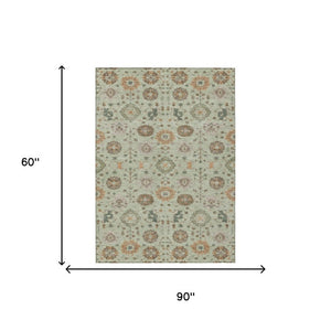 5x8 Geometric Washable Polyester Area Rug for Indoor Outdoor Patios and Entryways
