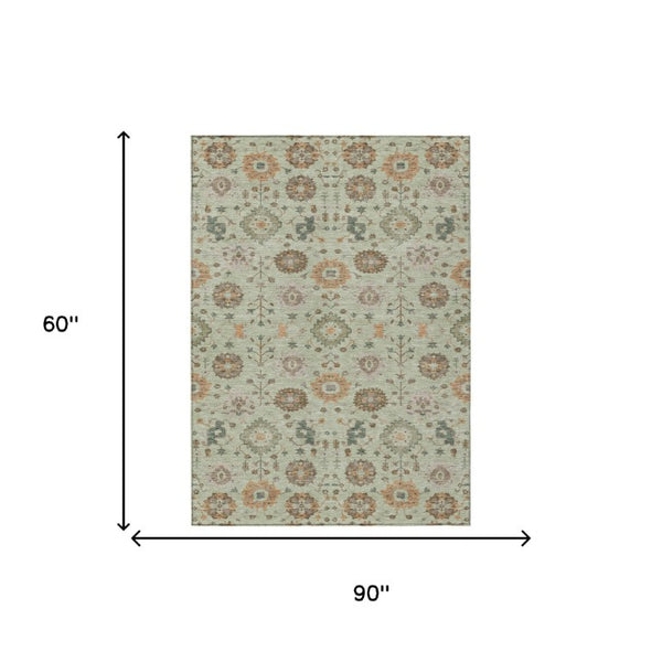 5x8 Geometric Washable Polyester Area Rug for Indoor Outdoor Patios and Entryways