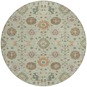 8 Foot Round Geometric Polyester Area Rug for Patio Porch Kitchen and High Traffic Spaces