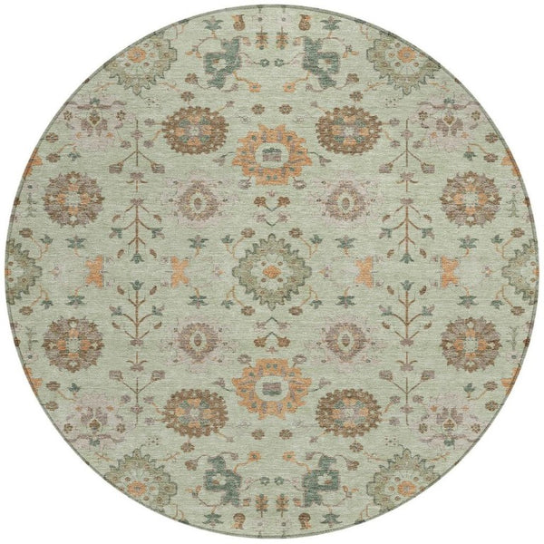 8 Foot Round Geometric Polyester Area Rug for Patio Porch Kitchen and High Traffic Spaces