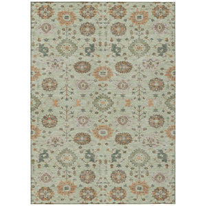 9x12 Geometric Polyester Indoor Outdoor Rug Washable Green Khaki Patio Living Room