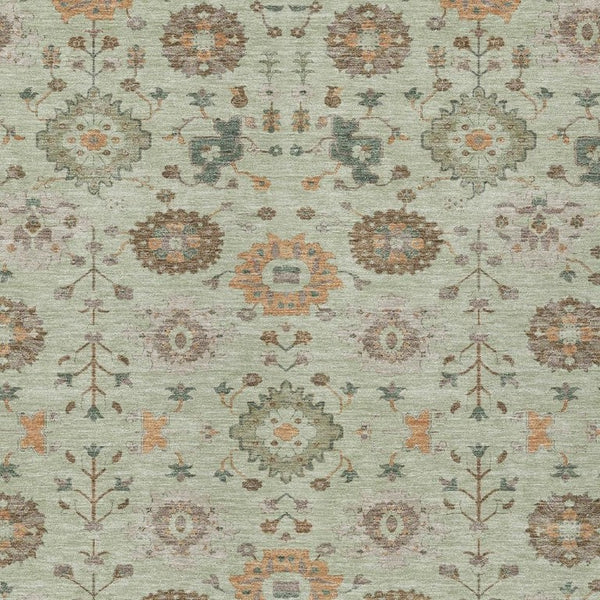 HomeRoots 9x12 Geometric Polyester Indoor Outdoor Rug Washable Green Khaki Patio Living Room 733119