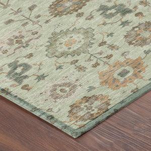 9x12 Geometric Polyester Indoor Outdoor Rug Washable Green Khaki Patio Living Room