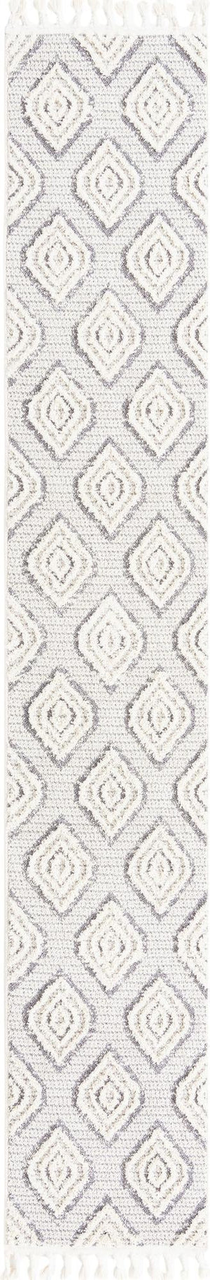 Unique Loom Cherokee Gatlinburg Machine Made Geometric Rug Ivory, Gray 2' 0" x 12' 2"