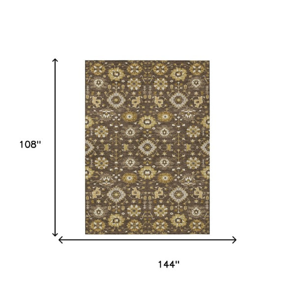 9x12 Geometric Polyester Area Rug Machine Washable Low Pile Indoor Outdoor Use