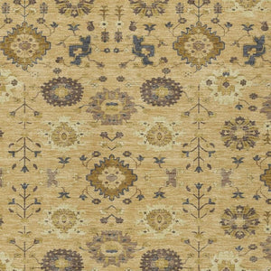 HomeRoots 5x8 Gold Brown Geometric Polyester Area Rug Machine Washable Indoor Outdoor Use 733128