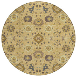 8 Ft Round Geometric Polyester Area Rug Washable Indoor Outdoor Patio Modern