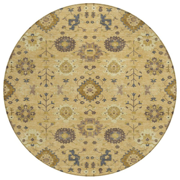 8 Ft Round Geometric Polyester Area Rug Washable Indoor Outdoor Patio Modern