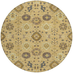 8 Ft Round Geometric Polyester Area Rug Washable Indoor Outdoor Patio Modern