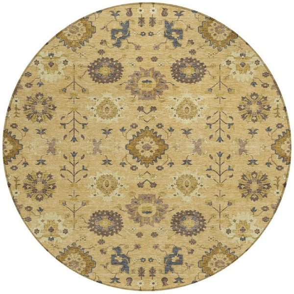 8 Ft Round Geometric Polyester Area Rug Washable Indoor Outdoor Patio Modern