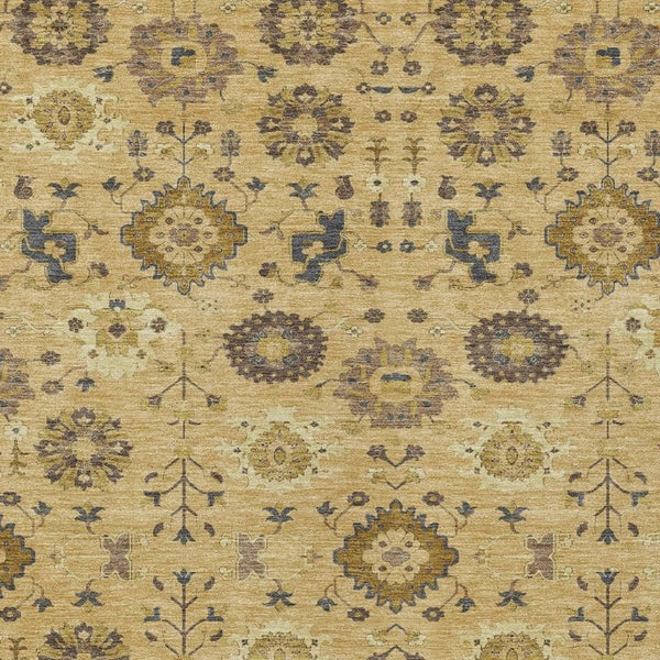 HomeRoots 8x10 Gold Brown Geometric Polyester Area Rug Machine Washable Indoor Outdoor Use 733130