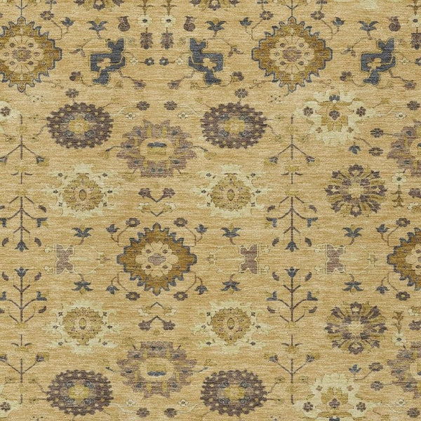 HomeRoots 9 X 12 Geometric Gold Brown Washable Polyester Indoor Outdoor Area Rug for Patios 733131