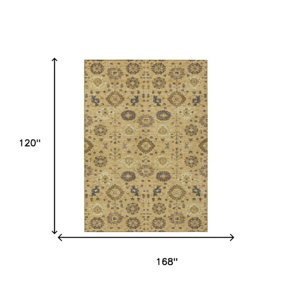 10 X 14 Washable Geometric Area Rug Polyester Weave for Patios and Living Rooms