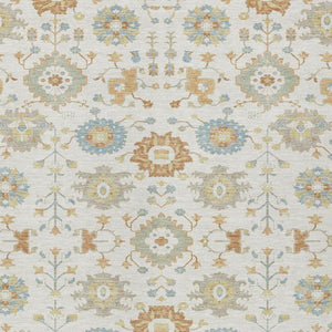HomeRoots 5x8 Ivory Linen Geometric Polyester Area Rug Machine Washable Indoor Outdoor Patio 733134