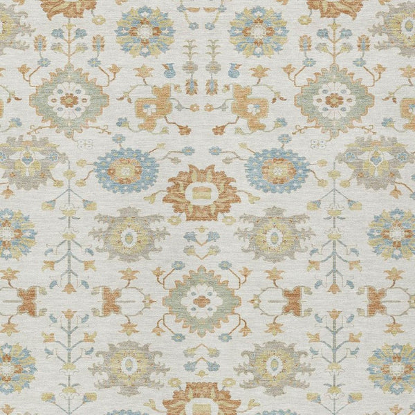 HomeRoots 5x8 Ivory Linen Geometric Polyester Area Rug Machine Washable Indoor Outdoor Patio 733134