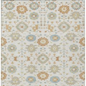 5x8 Ivory Linen Geometric Polyester Area Rug Machine Washable Indoor Outdoor Patio