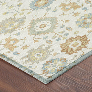 5x8 Ivory Linen Geometric Polyester Area Rug Machine Washable Indoor Outdoor Patio