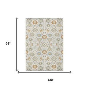 8 Ft X 10 Ft Geometric Polyester Area Rug Washable Indoor Outdoor Living Room