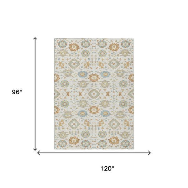 8 Ft X 10 Ft Geometric Polyester Area Rug Washable Indoor Outdoor Living Room