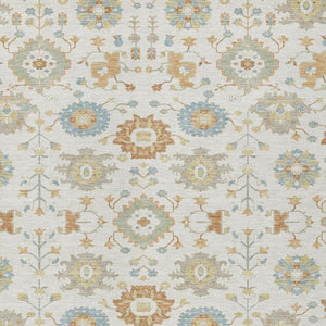 HomeRoots 9x12 Geometric Polyester Area Rug Washable Indoor Outdoor Ivory Neutral Decor 733137