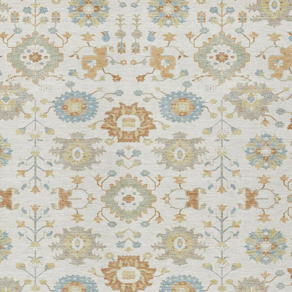 HomeRoots 9x12 Geometric Polyester Area Rug Washable Indoor Outdoor Ivory Neutral Decor 733137