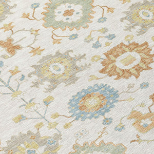 9x12 Geometric Polyester Area Rug Washable Indoor Outdoor Ivory Neutral Decor