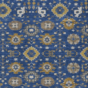 HomeRoots 8x10 Geometric Navy Polyester Area Rug Machine Washable Indoor Outdoor Patio Use 733142