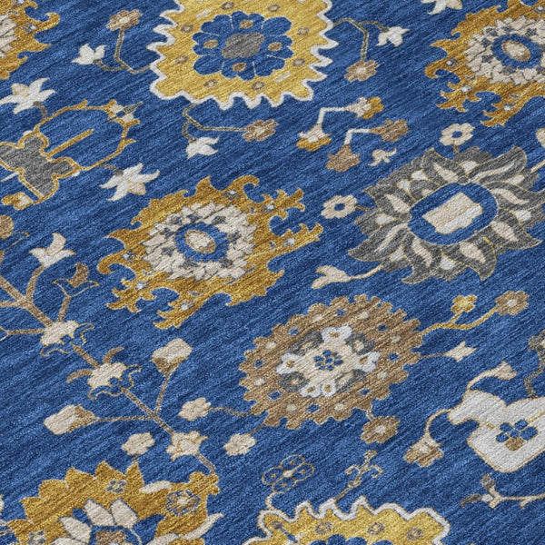 8x10 Geometric Navy Polyester Area Rug Machine Washable Indoor Outdoor Patio Use