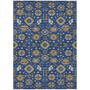 10 X 14 Navy Geometric Polyester Area Rug Machine Washable Indoor Outdoor Use
