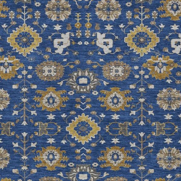 HomeRoots 10 X 14 Navy Geometric Polyester Area Rug Machine Washable Indoor Outdoor Use 733144