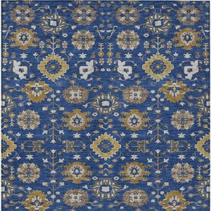 10 X 14 Navy Geometric Polyester Area Rug Machine Washable Indoor Outdoor Use