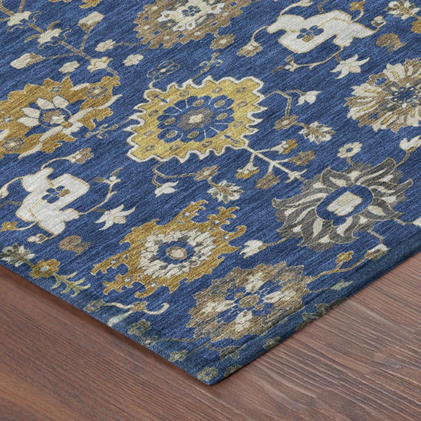 10 X 14 Navy Geometric Polyester Area Rug Machine Washable Indoor Outdoor Use