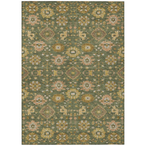 5 X 8 Olive Geometric Polyester Area Rug Machine Washable Indoor Outdoor Patio