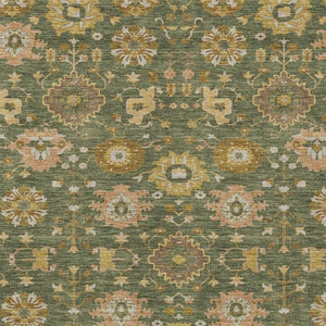 HomeRoots 5 X 8 Olive Geometric Polyester Area Rug Machine Washable Indoor Outdoor Patio 733146