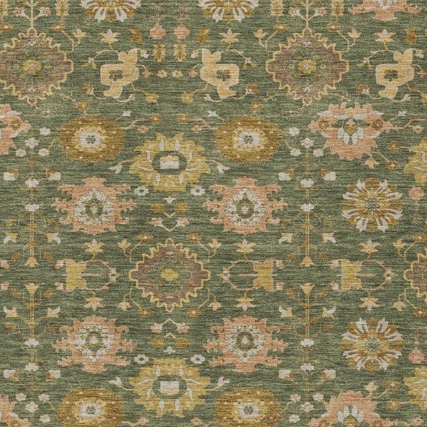HomeRoots 9x12 Olive Geometric Polyester Area Rug Washable Indoor Outdoor Patio Living Room 733149