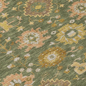 9x12 Olive Geometric Polyester Area Rug Washable Indoor Outdoor Patio Living Room