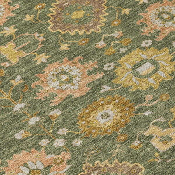 9x12 Olive Geometric Polyester Area Rug Washable Indoor Outdoor Patio Living Room