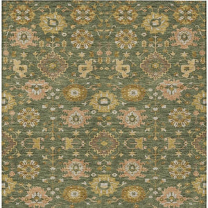 10 X 14 Olive Geometric Polyester Area Rug Machine Washable for Patio and Living Room