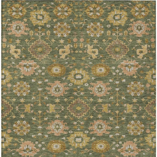 10 X 14 Olive Geometric Polyester Area Rug Machine Washable for Patio and Living Room