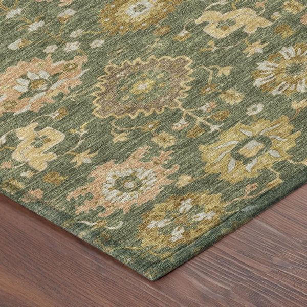 10 X 14 Olive Geometric Polyester Area Rug Machine Washable for Patio and Living Room