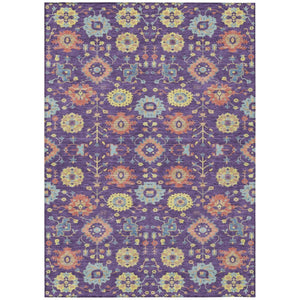 5 Ft X 8 Ft Purple Plum Geometric Polyester Washable Indoor Outdoor Area Rug