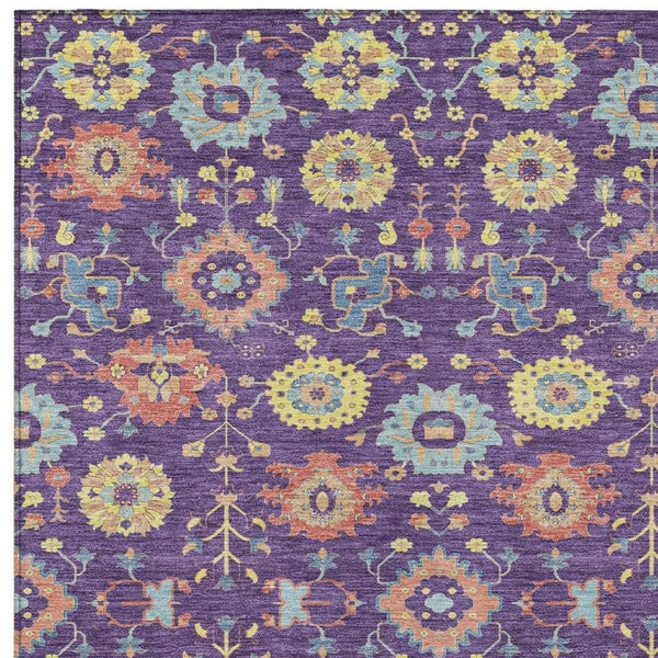 HomeRoots 5 Ft X 8 Ft Purple Plum Geometric Polyester Washable Indoor Outdoor Area Rug 733152