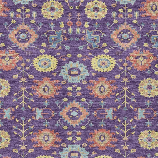 HomeRoots 9x12 Geometric Polyester Area Rug Washable Purple Indoor Outdoor Patio Living Room 733155