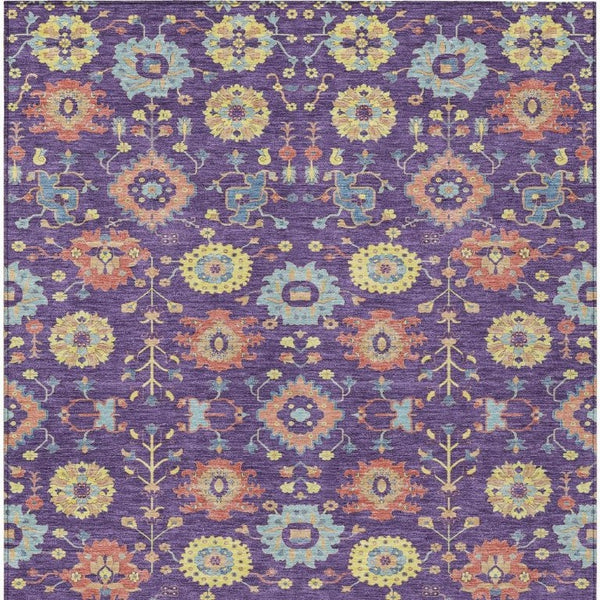 9x12 Geometric Polyester Area Rug Washable Purple Indoor Outdoor Patio Living Room