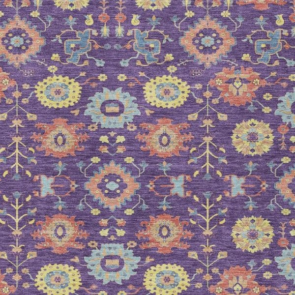 HomeRoots 10 X 14 Purple Plum Geometric Polyester Washable Area Rug for Indoor Outdoor Use 733156