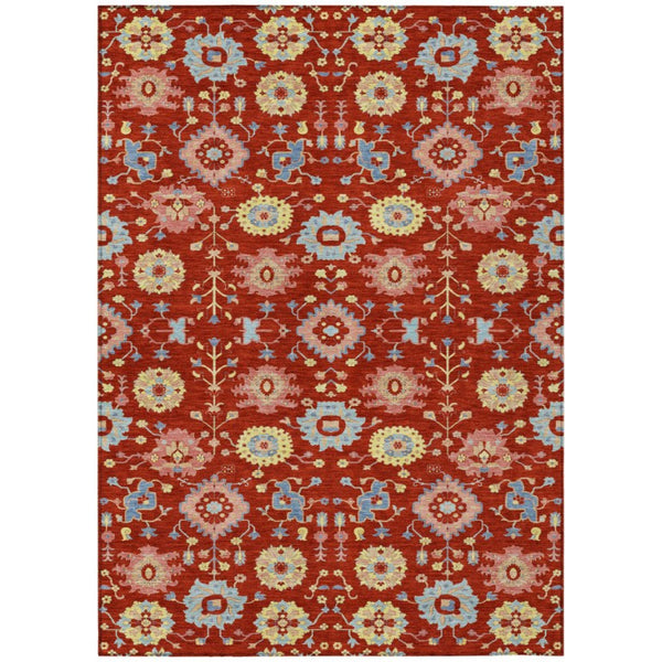Geometric Polyester Area Rug Washable Indoor Outdoor Low Pile for Patio and Living Room