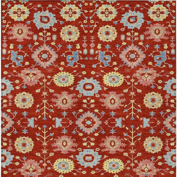 Geometric Polyester Area Rug Washable Indoor Outdoor Low Pile for Patio and Living Room